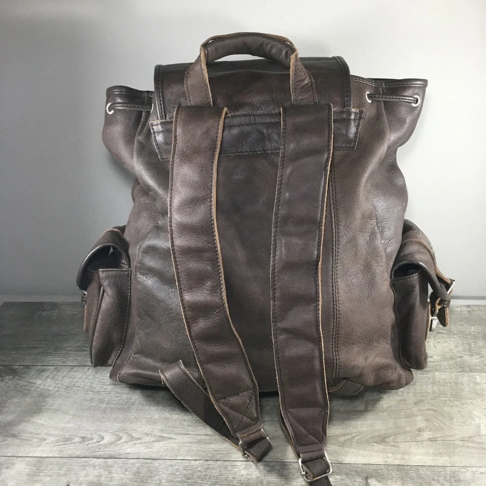 Classic Brown Leather Men's Backpack